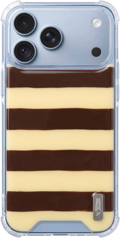 Funda pintada a mano Vainilla & Cacao: rayas amarillo mantequilla y marrón